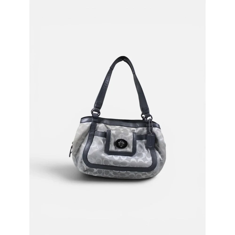 Coach Penelope Signature Grey Jacquard Canvas Leather Shoulder Bag F14934